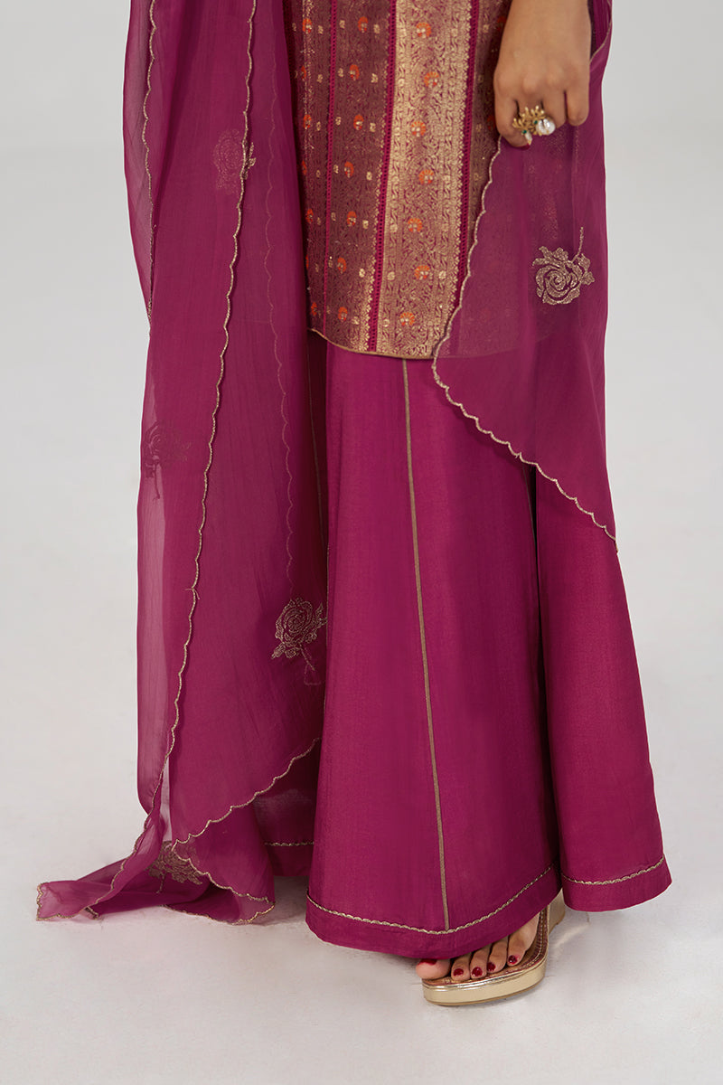 Grape Wine Pure Banarasi Festive Kurta Set