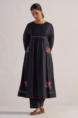 Black Bandhani and Flower Printed Mul-Chanderi Co-ord Set