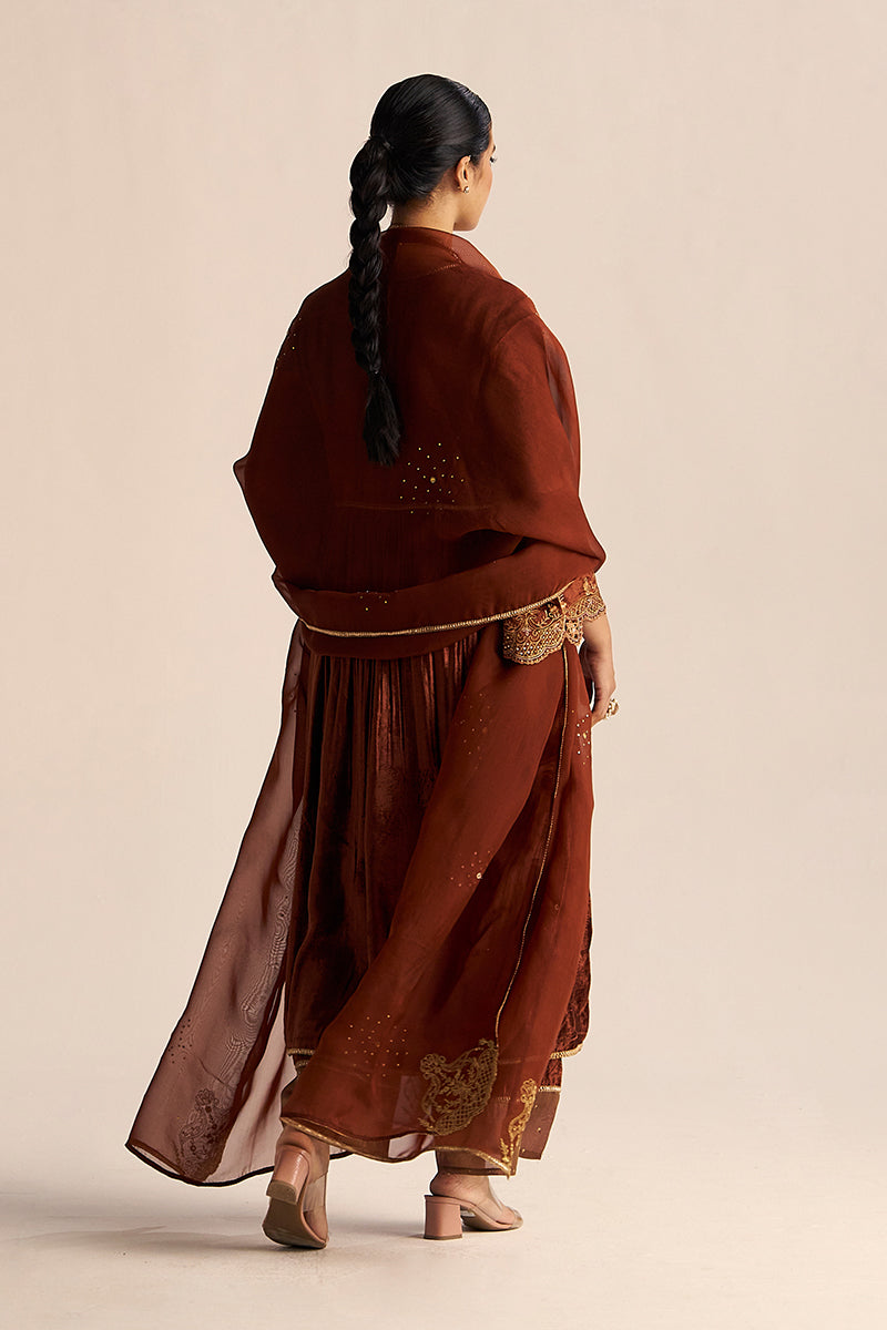 Sequoia Brown Velvet Festive Kurta Set