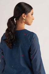 Legion Blue Woven Chanderi Kurta Set