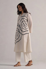 Cream and Black Cotton Print Co-ord Set