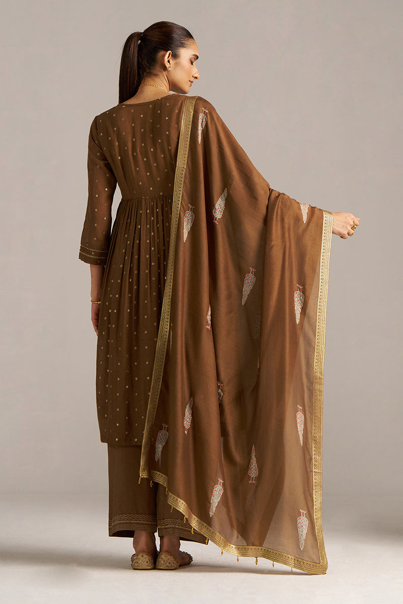 Toffee Zari Woven Festive Kurta Set