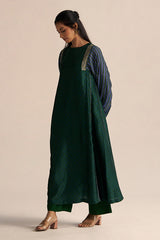 Dark Green and True Blue Silk Co-ord Set