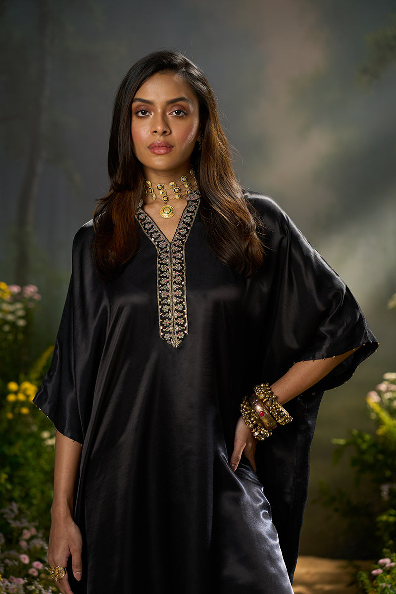 Black Silk Kaftaan Co-ord Set