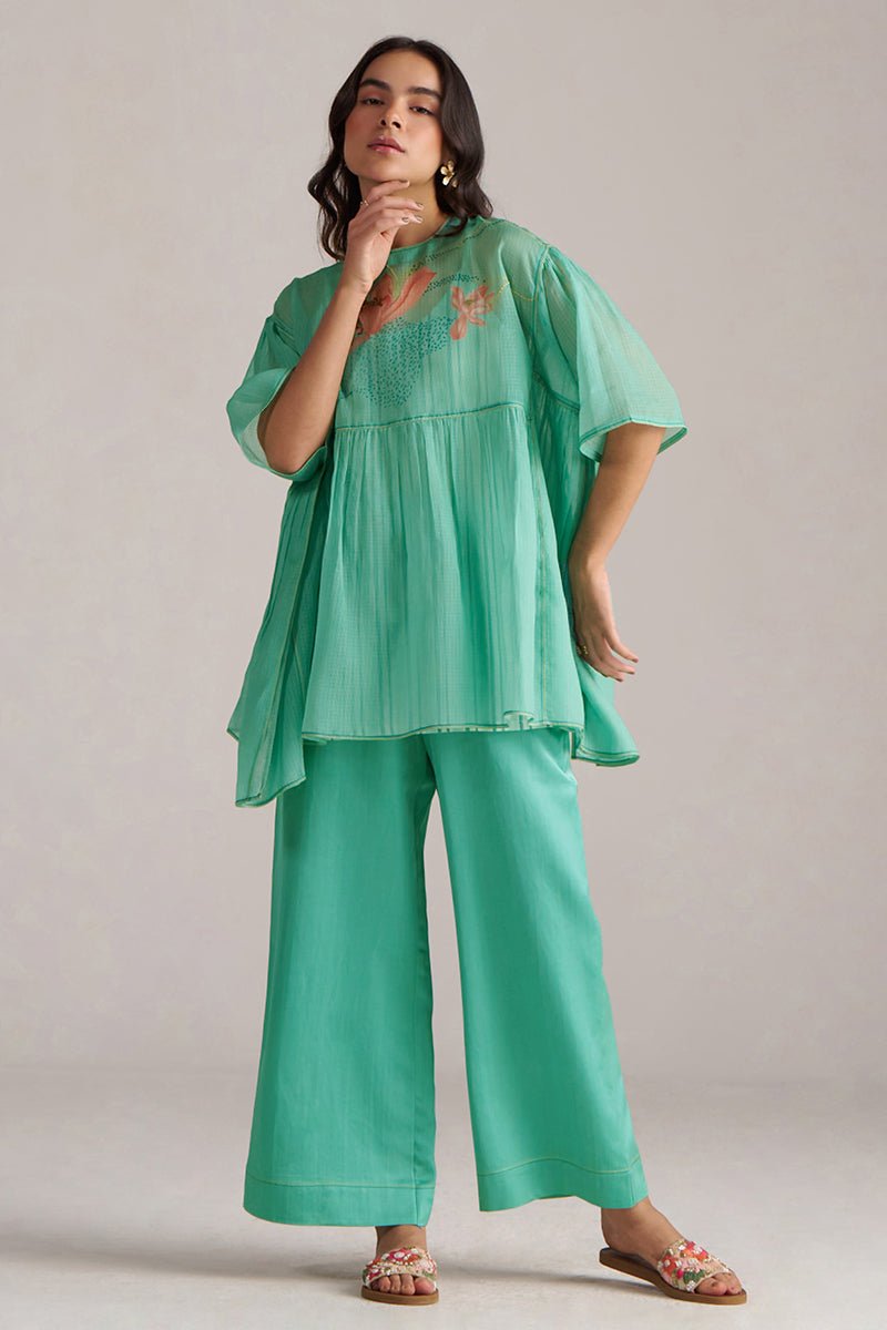 Bright Aqua Kota Silk Co-ord Set
