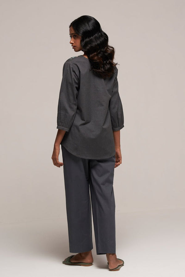 Urban Chic Grey Cotton Embroidered Co-ord Set