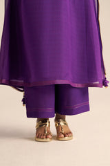 leg footer side view Buy Purple Kora Silk Festive Kurta Set
