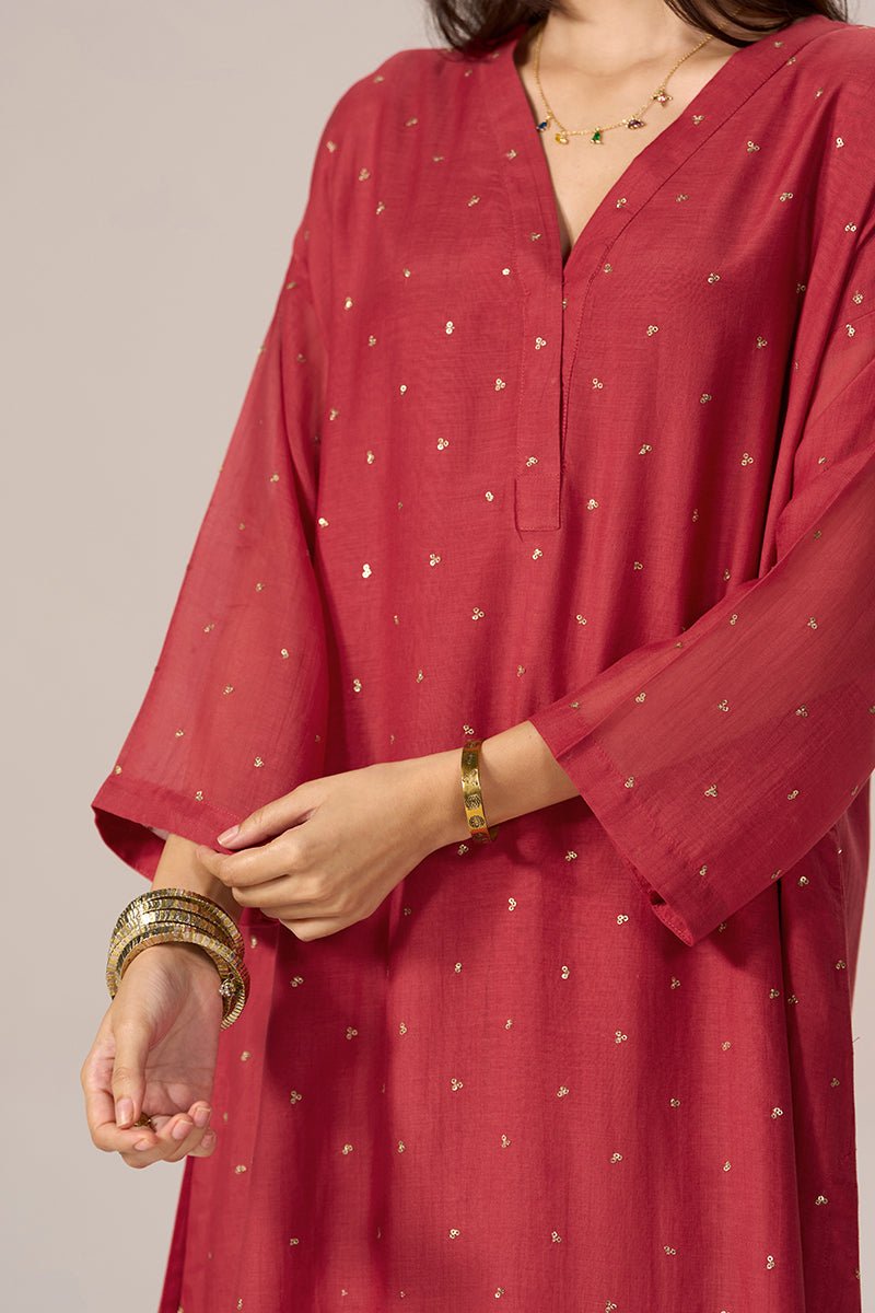 Cardinal Red Festive Co-ord Set - Ganga Fashions