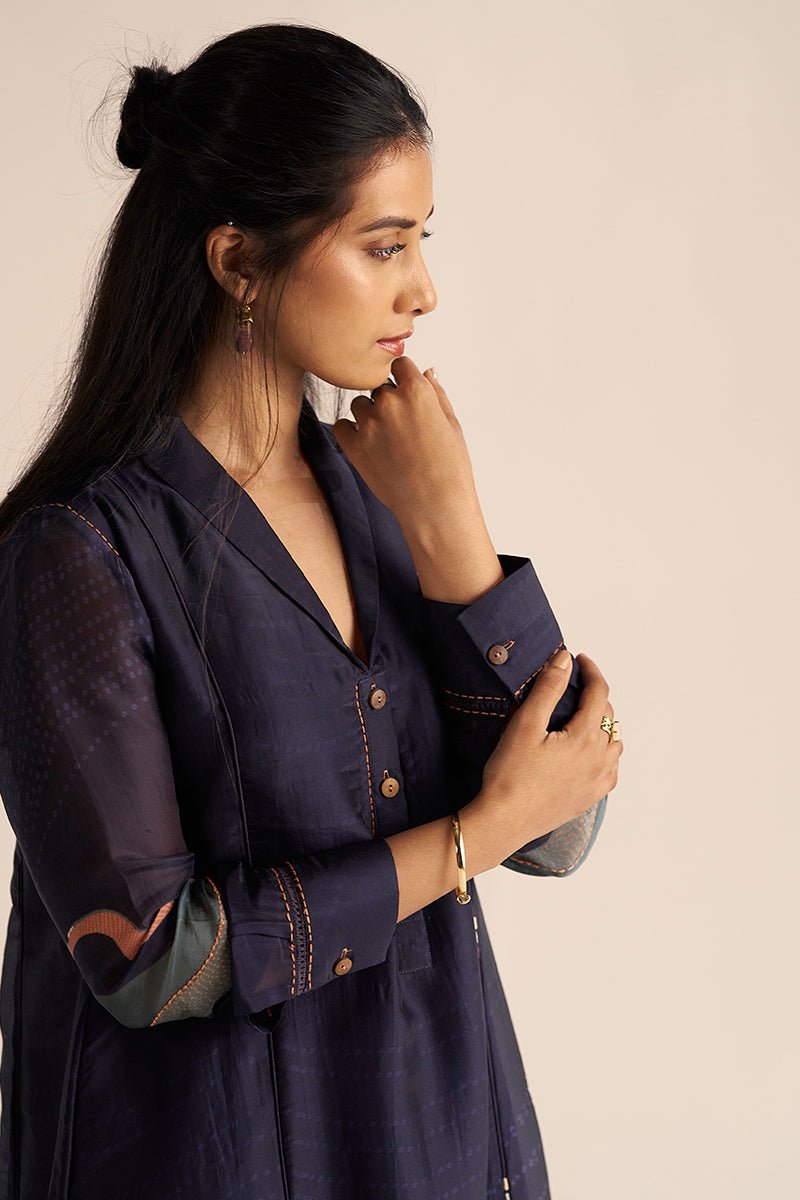 Outer Space Blue Silk Co-Ord Set for Women 