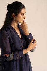 Outer Space Blue Silk Co-Ord Set for Women 