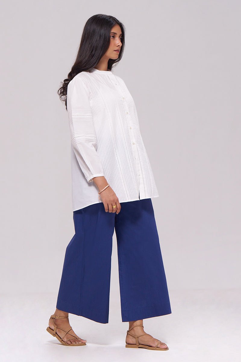 White and Blue Cotton Co-ord Set