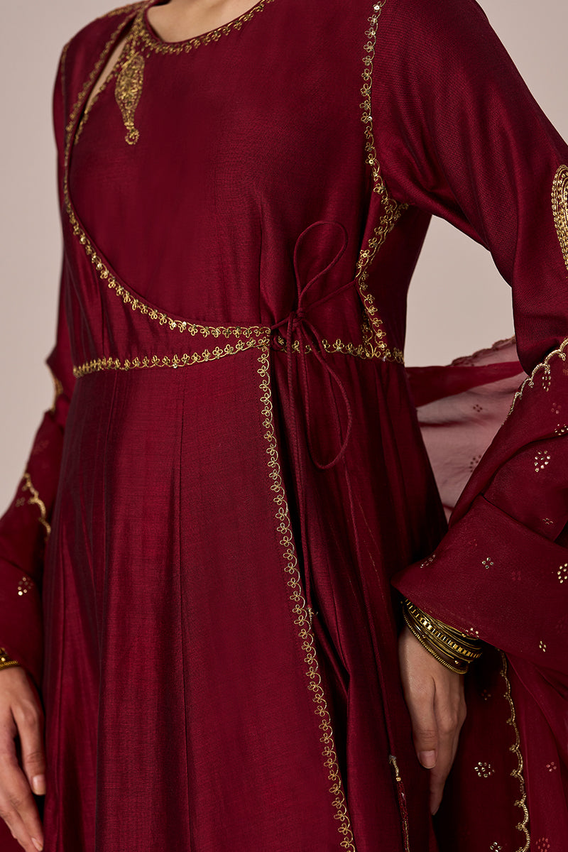 Garnet Red Festive Anarkali Set
