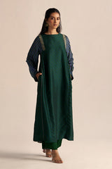 Dark Green and True Blue Silk Co-ord Set