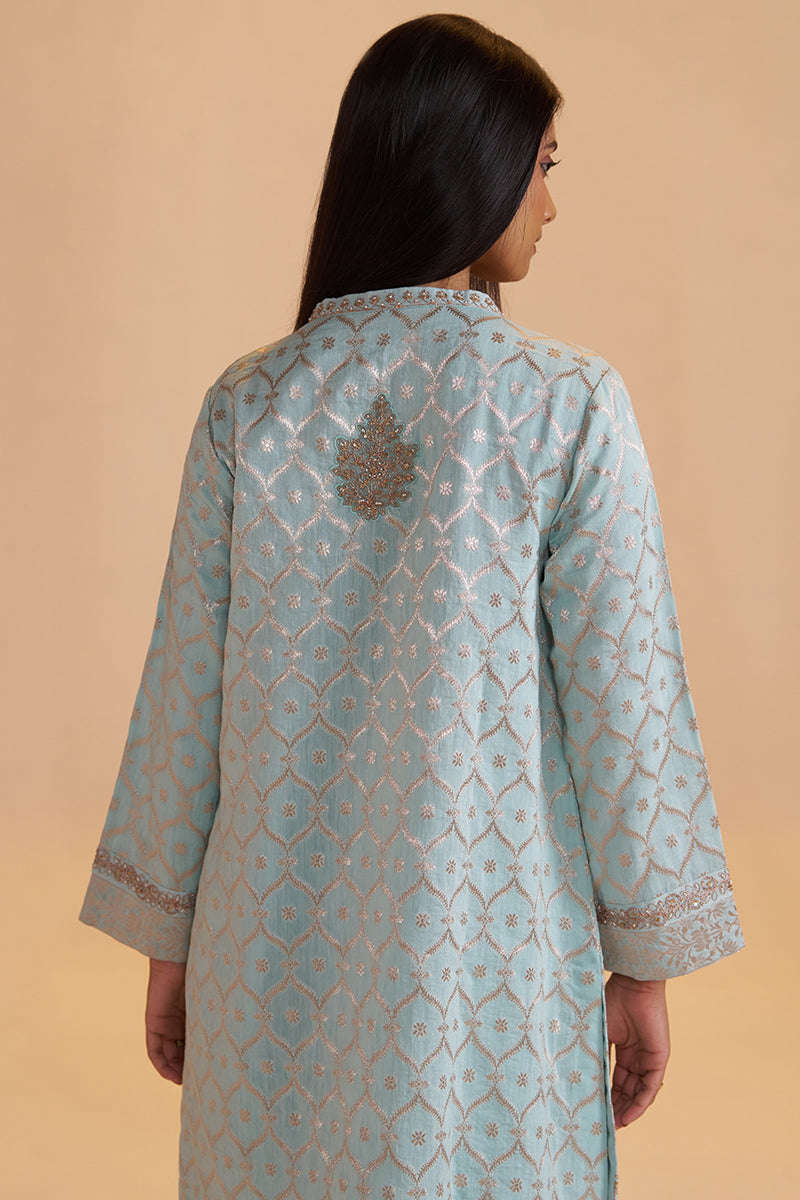 Moonlight Jade Pure Banarasi Jacquard Kurta Set