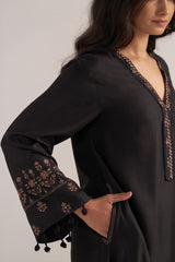 Black Pashmina Kurta Set