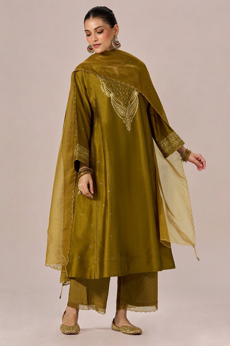 Golden Brown Festive Kurta Set - Ganga Fashions