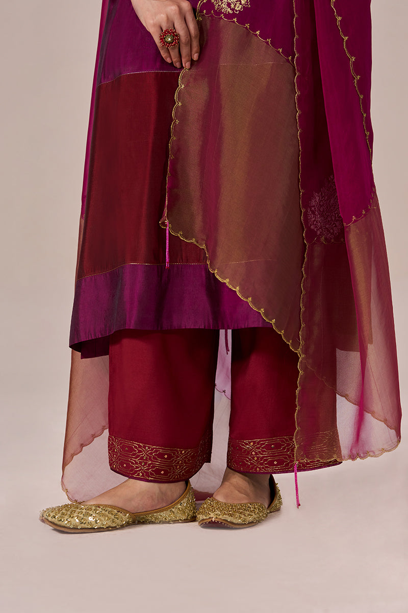 Deep Maroon With Deep Plum Festive Kurta Set