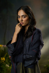 Deep Well Blue Raw Silk Festive Kurta Set