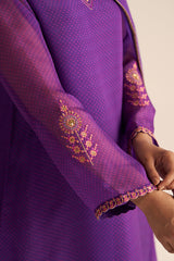 right hand front view Buy Purple Kora Silk Festive Kurta Set