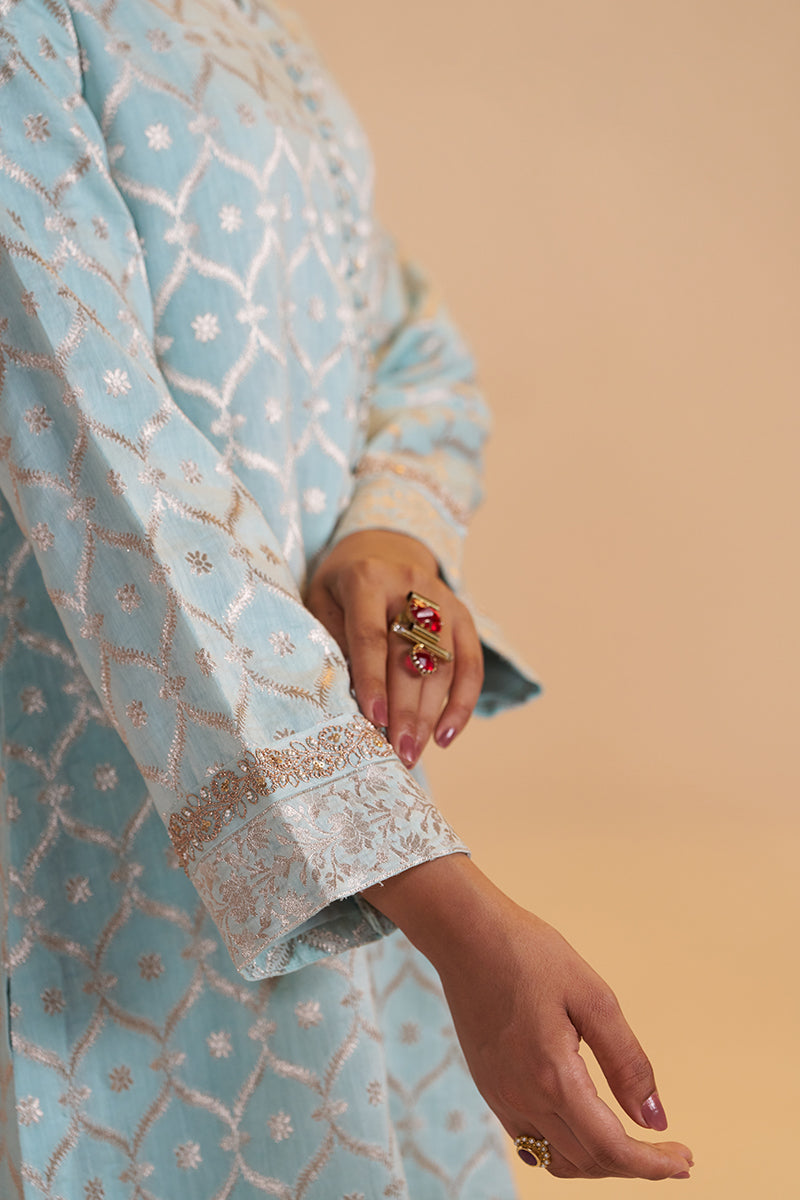 Moonlight Jade Pure Banarasi Jacquard Kurta Set