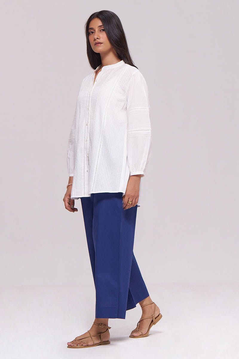 White and Blue Cotton Co-ord Set