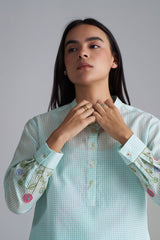 Eggshell Blue Mini-Check Woven Co-ord Set