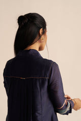 Outer Space Blue Silk Co-Ord Set for Women 