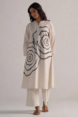 Cream and Black Cotton Print Co-ord Set