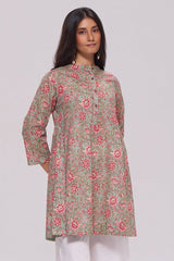 Basil Green and Pink Cotton Top