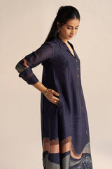 Outer Space Blue Silk Co-Ord Set for Women 