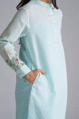 Eggshell Blue Mini-Check Woven Co-ord Set