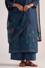 Legion Blue Woven Chanderi Kurta Set
