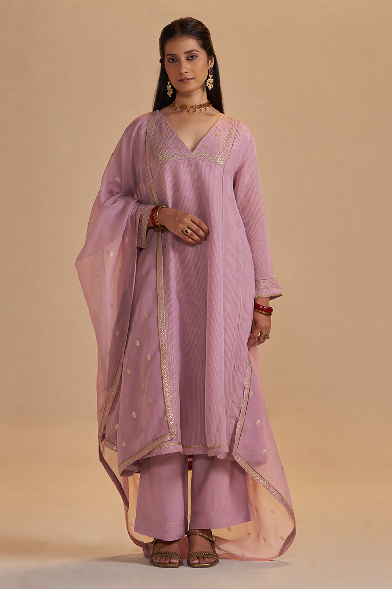 Orchid Smoke Woven Zari Festive Kurta Set