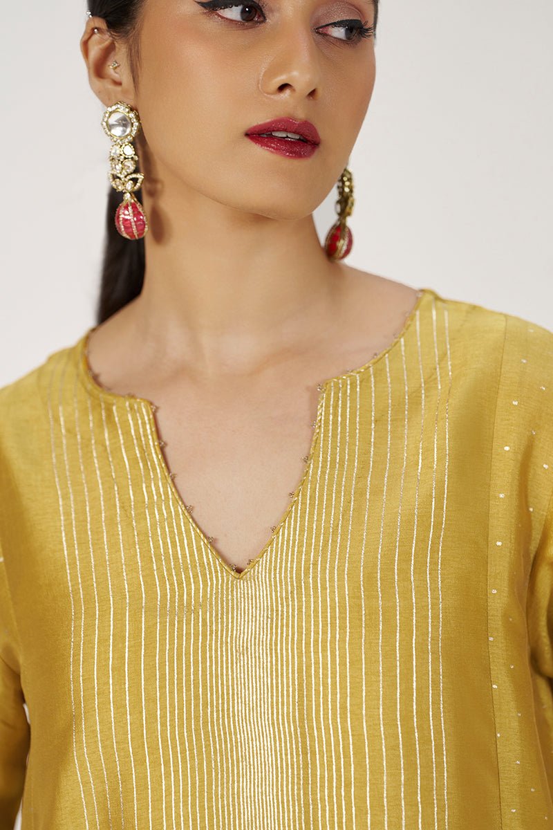 Honey Gold Festive Raw Silk Co-ord Set - Ganga Fashions