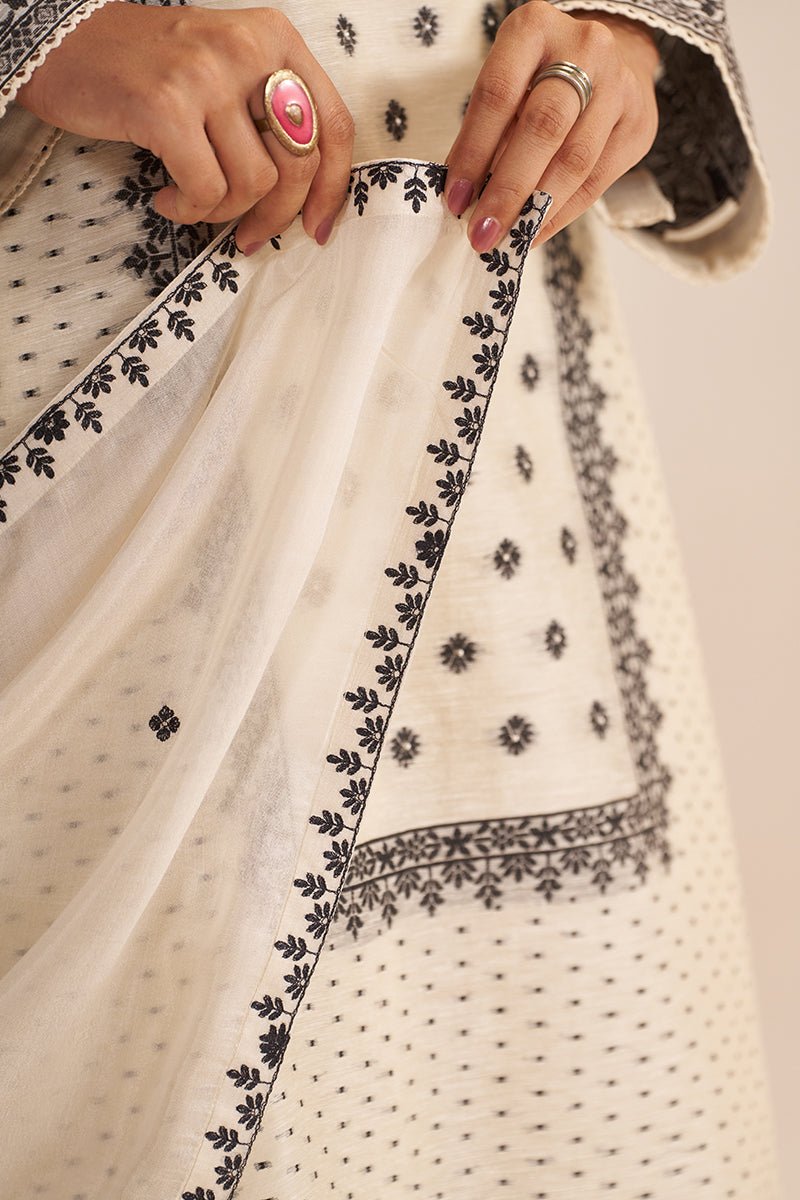 Butter Creame Woven Kurta Set - Ganga Fashions
