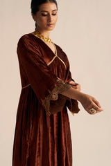 Sequoia Brown Velvet Festive Kurta Set