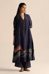 Outer Space Blue Silk Co-Ord Set for Women 