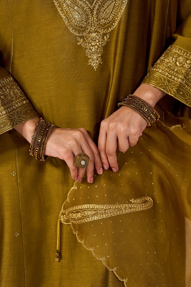 Golden Brown Festive Kurta Set - Ganga Fashions