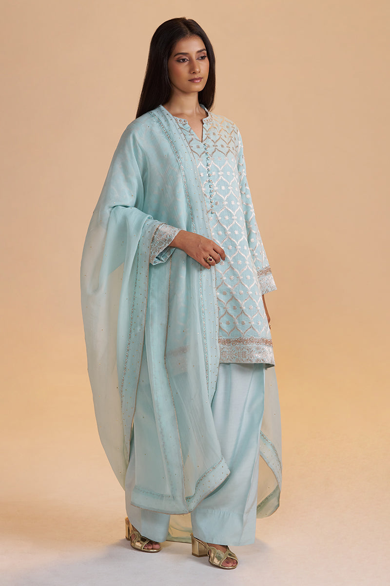 Moonlight Jade Pure Banarasi Jacquard Kurta Set