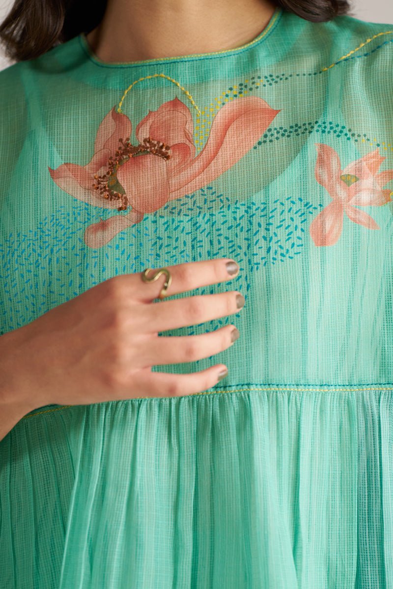 Bright Aqua Kota Silk Co-ord Set