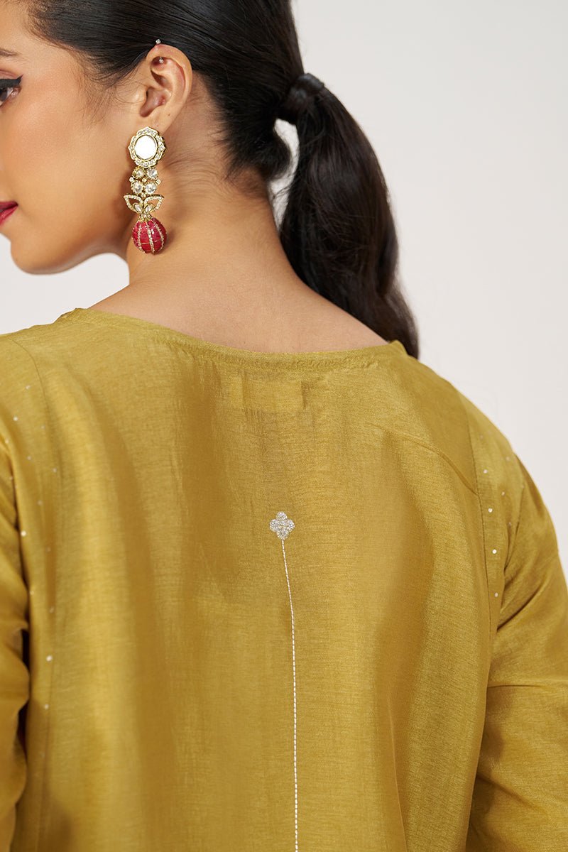 Honey Gold Festive Raw Silk Co-ord Set - Ganga Fashions