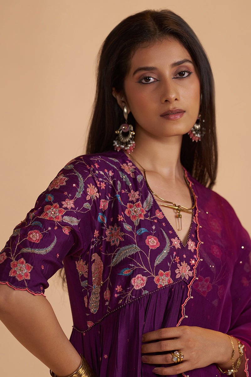 Purple Raw Silk Festive Kurta Set - Ganga Fashions