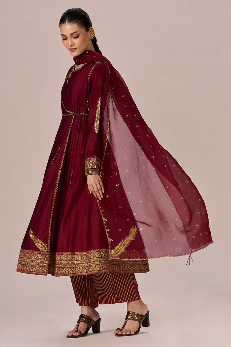 Garnet Red Festive Anarkali Set