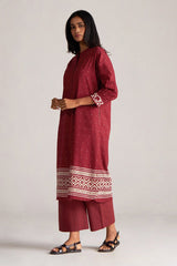 Maroon and Off White Mul-Mul Print Co-ord Set