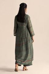 back side full view Buy Cilantro Green Silk Co-Ord Set for Women