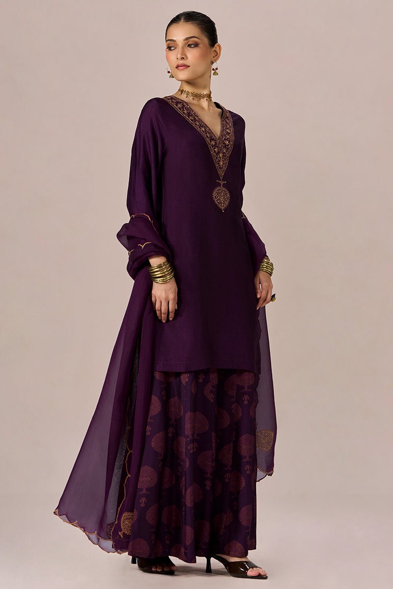 Crown Jewel Purple Festive Kurta Set - Ganga Fashions