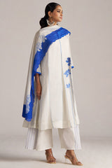 Marshmellow and Cobalt Blue Kurta Set