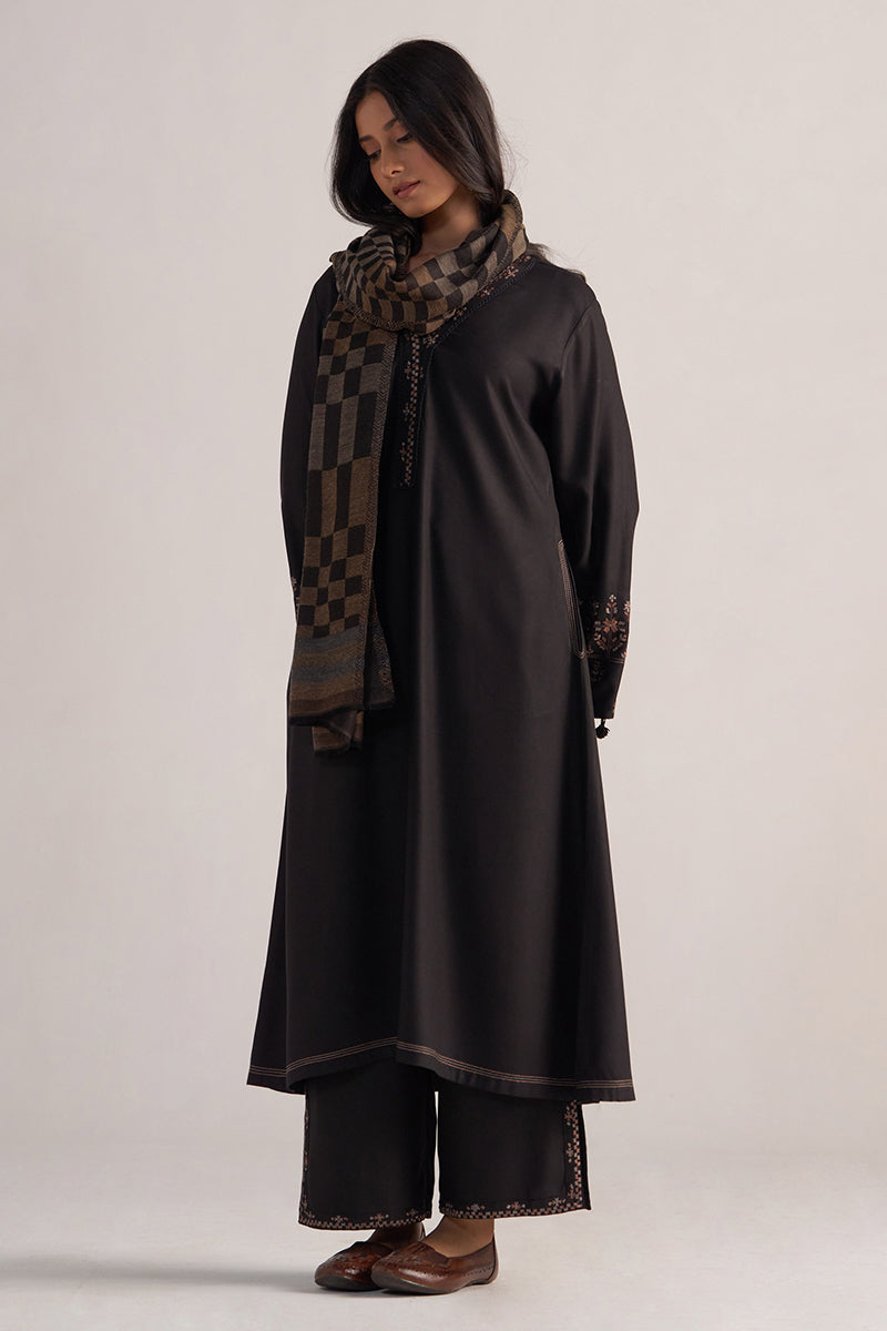 Black Pashmina Kurta Set