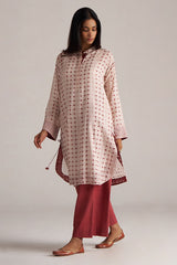 Rosewood and Cream Mul-Chanderi Co-ord Set