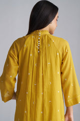 back side model view Nugget Gold Yellow Mul Mul Co-ord Set for Women